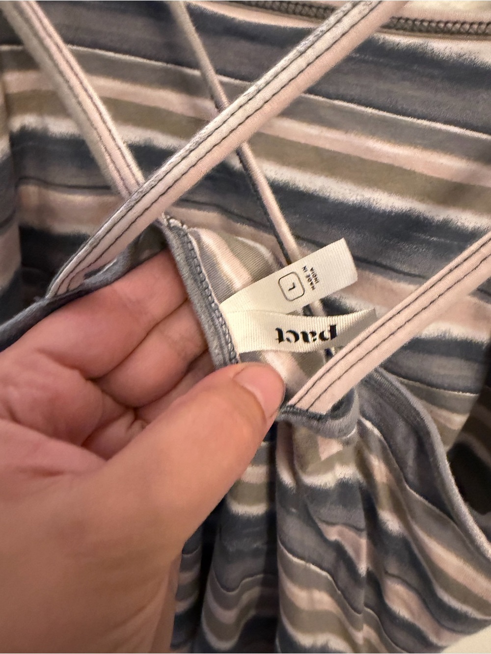 Pact Striped Mini Dress in Blue and Cream with Taupe - Picture 7 of 8